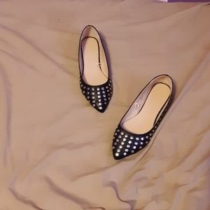 Black flats with silver dots